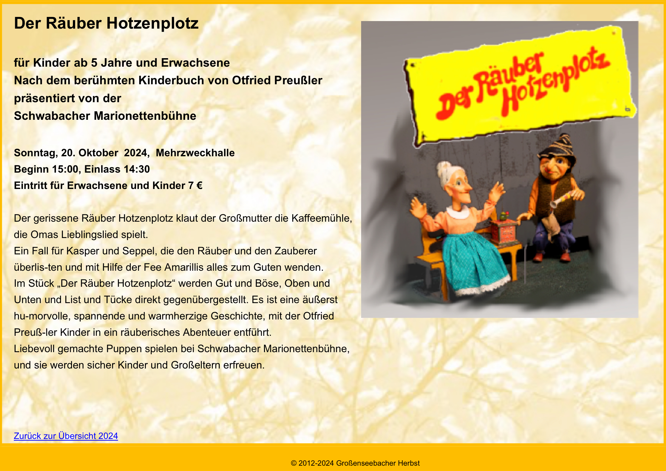Der Räuber Hotzenplotz  /  Schwabacher Marionettenbühne
